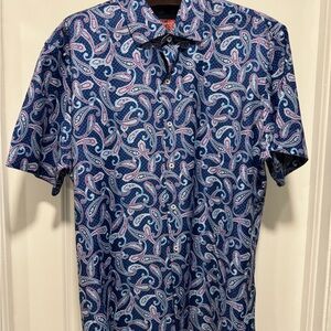 Men's Blue Paisley Button Down Shirt